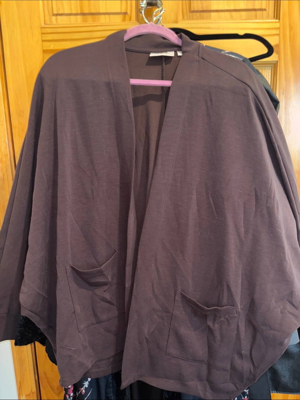 Belle by Kim Gravel Open-Front Cardigan in Plum